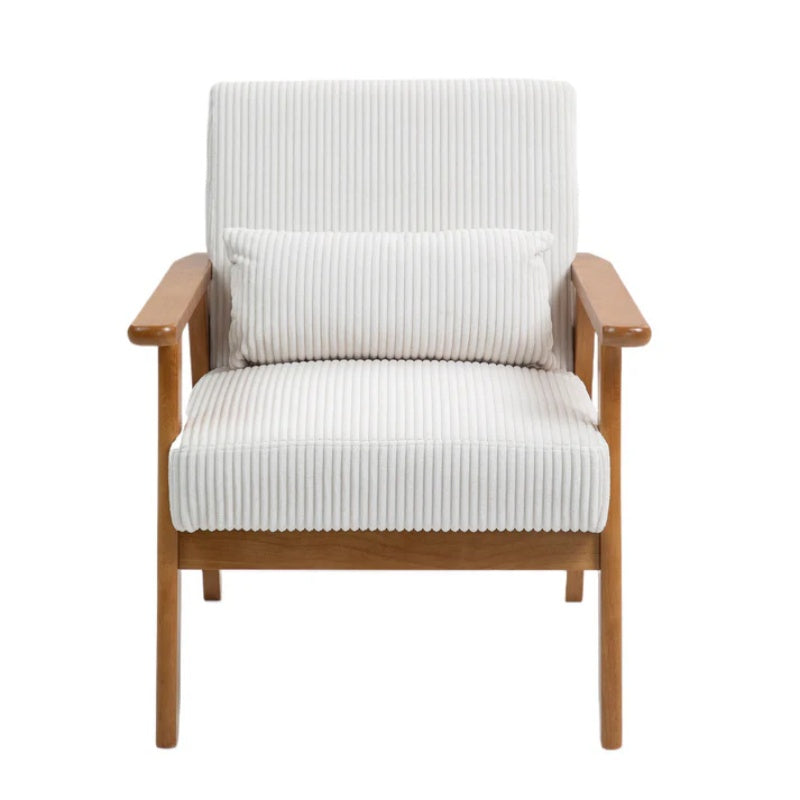 Leisure Chair with Solid Wood Armrest and Feet, Leisure chair, wood frame, velvet, l, solid rubber wood legs, Mid-Century Modern Accent chair, for Living Room Bedroom Studio chair-海智集-Default-