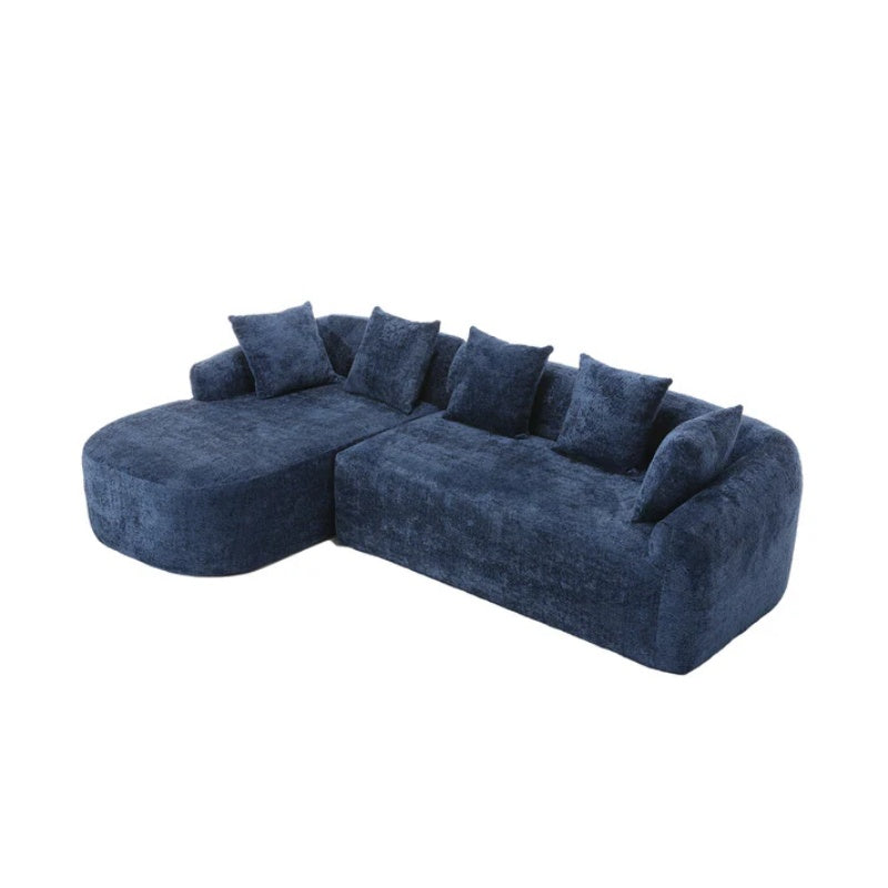 COOLMORE Boucle Sofa 3 Seater for Living Room Oversized Comfy Sofa L-Shape Sofa Couch with Chaise Home Furniture Sleeper Sectional Sofa for Apartment, Office Left Hand Facing (Blue)-海智集-Default-
