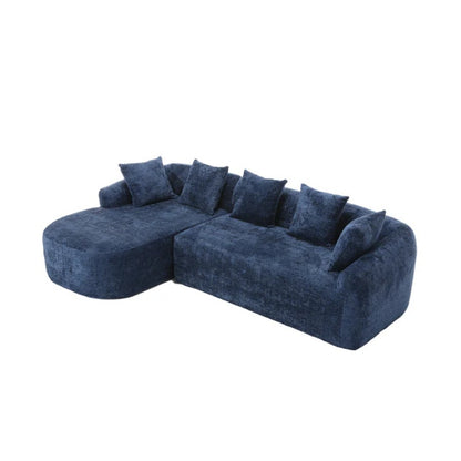 COOLMORE Boucle Sofa 3 Seater for Living Room Oversized Comfy Sofa L-Shape Sofa Couch with Chaise Home Furniture Sleeper Sectional Sofa for Apartment, Office Left Hand Facing (Blue)-海智集-Default-