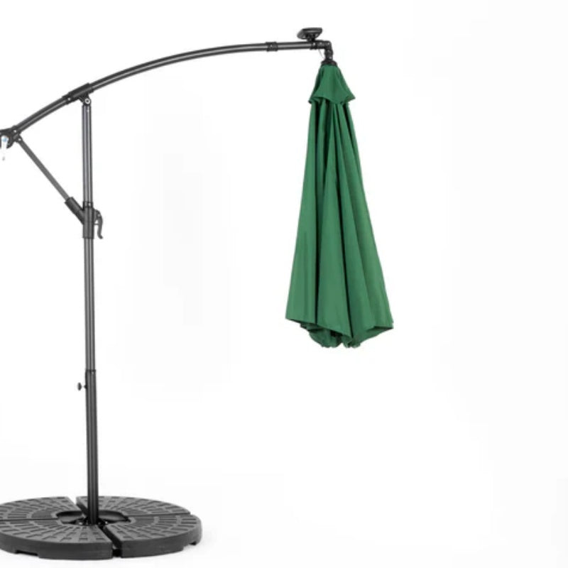 10ft Solar LED Offset Hanging Market Patio Umbrella ( Dark green )(No Base)-海智集-Default-
