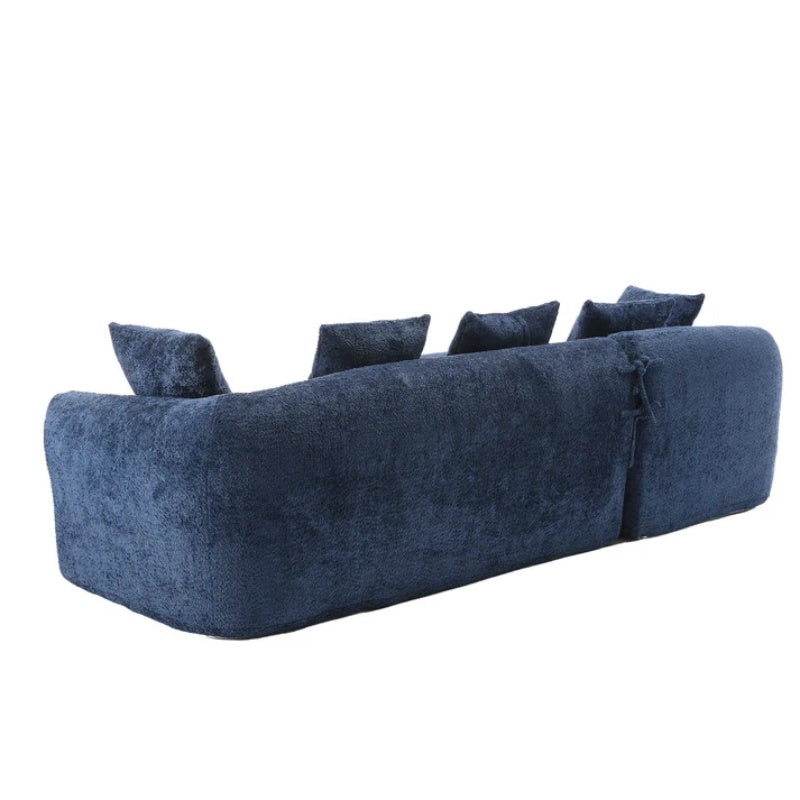 COOLMORE Boucle Sofa 3 Seater for Living Room Oversized Comfy Sofa L-Shape Sofa Couch with Chaise Home Furniture Sleeper Sectional Sofa for Apartment, Office Left Hand Facing (Blue)-海智集-Default-