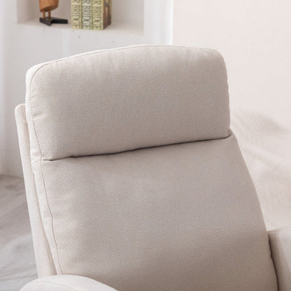 Rocking Chair, Modern Glider Chair, Recliner Armchair with Wood Legs and Side Pocket, Nursery Rocking Accent Chair with High Back for Living Room Bedroom (Beige linen)-海智集-Default-