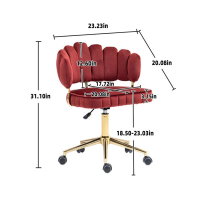 Velvet Home Office Desk Chair, Modern Cute Computer Chair with Swivel Wheels, Height Adjustable, Wine Red Velvet-海智集-Default-