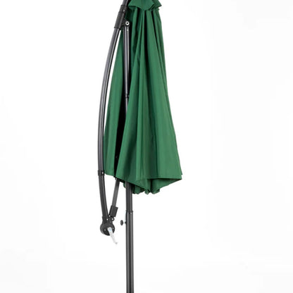 10ft Solar LED Offset Hanging Market Patio Umbrella ( Dark green )(No Base)-海智集-Default-