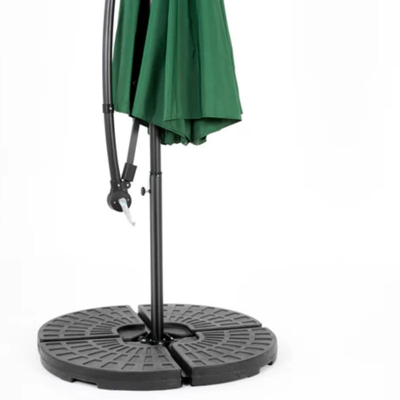 10ft Solar LED Offset Hanging Market Patio Umbrella ( Dark green )(No Base)-海智集-Default-