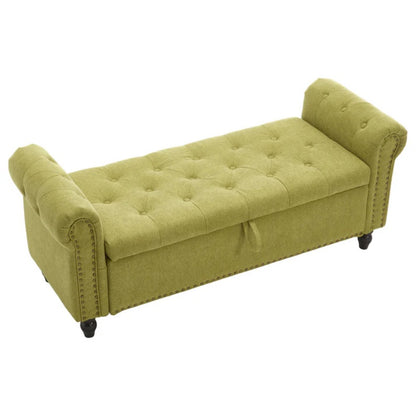 Coolmore Storage Ottoman 55.12 Inches Upholstered Fabric Storage Ottoman Bench,Button Tufted Ottoman with Storage for Living Room,Bedroom End of Bed Bench Withstands 275lbs-海智集-Default-