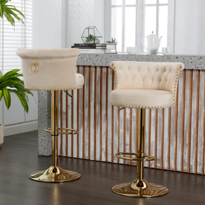 COOLMORE Swivel Bar Stools Set of 2 Adjustable Counter Height Chairs with Footrest for Kitchen, Dining Room 2PC/SET-海智集-Default-