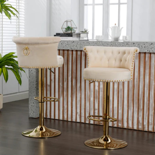 COOLMORE Swivel Bar Stools Set of 2 Adjustable Counter Height Chairs with Footrest for Kitchen, Dining Room 2PC/SET-海智集-Default-