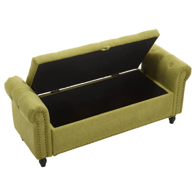 Coolmore Storage Ottoman 55.12 Inches Upholstered Fabric Storage Ottoman Bench,Button Tufted Ottoman with Storage for Living Room,Bedroom End of Bed Bench Withstands 275lbs-海智集-Default-
