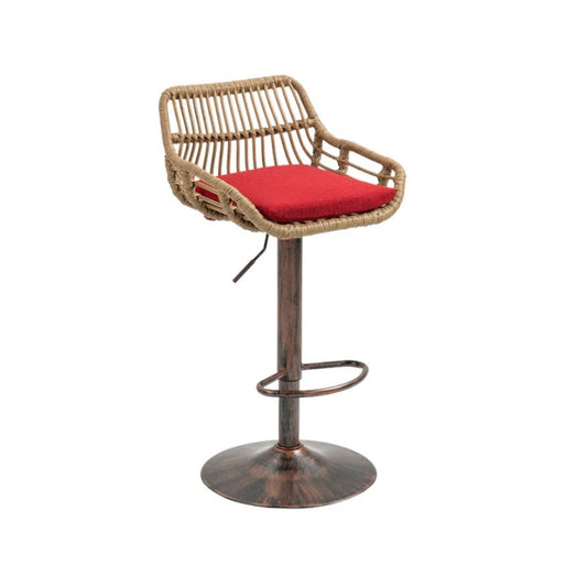 COOLMORE Modern Swivel Bar Stools Set of 2 Adjustable Counter Height Chairs with Footrest Red Linen-海智集-Default-
