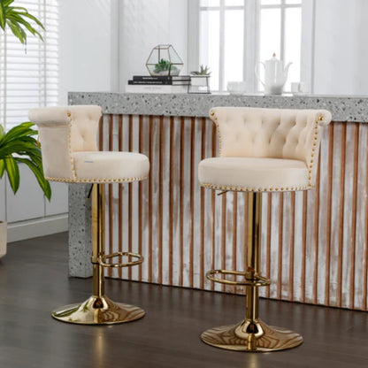 COOLMORE Swivel Bar Stools Set of 2 Adjustable Counter Height Chairs with Footrest for Kitchen, Dining Room 2PC/SET-海智集-Default-