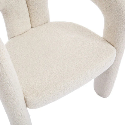 COOLMORE Contemporary Designed Velvet Fabric Upholstered Accent/Dining Chair Beige Teddy Armchair Set of 2-海智集-Default-