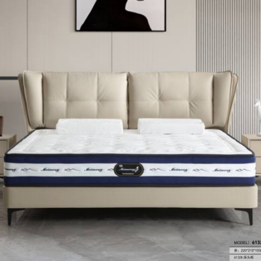 Luo LAN Series Italian Light Luxury Leather Bed 6132#220*213*103 (Single bed without bedside table)-海智集-