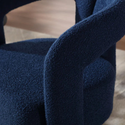 COOLMORE 360 Degree Swivel Cuddle Barrel Accent Chairs, Round Armchairs with Wide Upholstered, Fluffy Fabric Chair for Living Room, Bedroom, Office, Waiting Rooms (Navy Boucle)-海智集-Default-