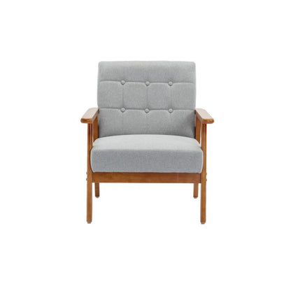 Accent Chairs Set of 2 with Side Table, Mid Century Modern Accent Chair, Wood and Fabric Armchairs Side Chair, Lounge Reading Comfy Arm Chair for Living Room, Bedroom, Office-海智集-Default-