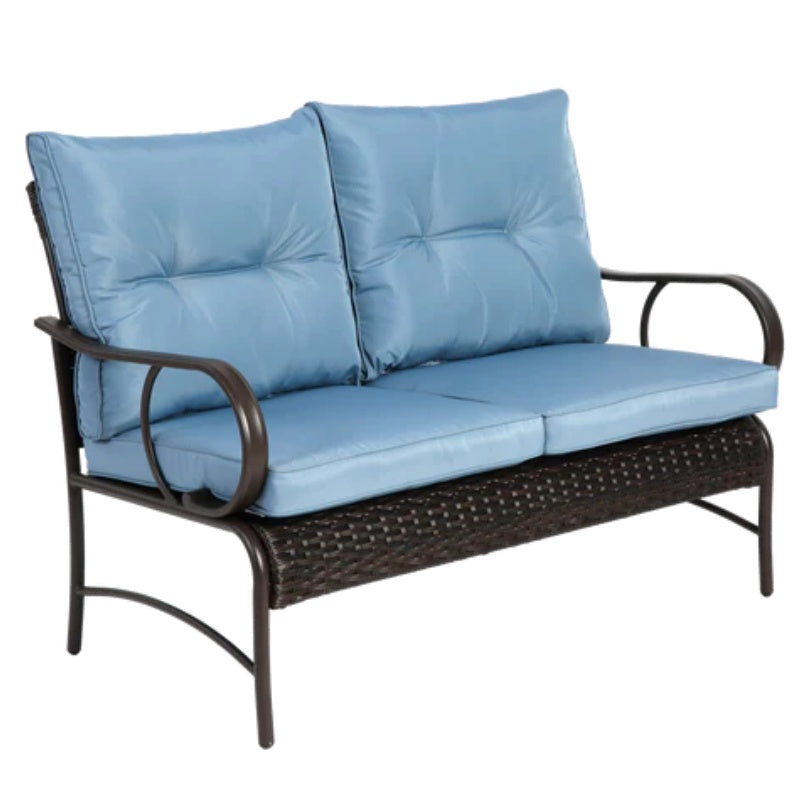 4 Piece Outdoor Patio Furniture Sets, Wicker Conversation Set for Porch Deck, Brown Rattan Sofa Chair with Cushion-海智集-Default-