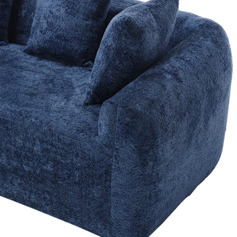 COOLMORE Boucle Sofa 3 Seater for Living Room Oversized Comfy Sofa L-Shape Sofa Couch with Chaise Home Furniture Sleeper Sectional Sofa for Apartment, Office Left Hand Facing (Blue)-海智集-Default-