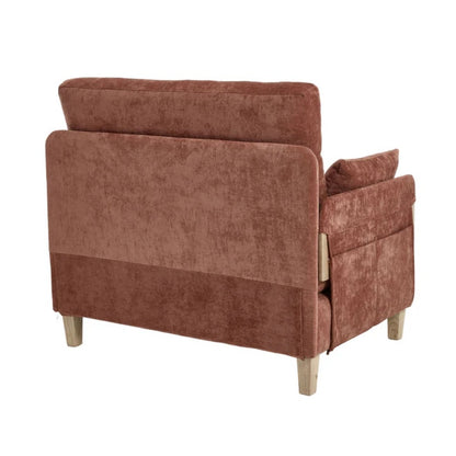 Mid-Century Modern Foldable Sofa Bed Recliner, 3-in-1 Convertible Sleeper, Orange Chenille, with Three Pillows-海智集-Default-