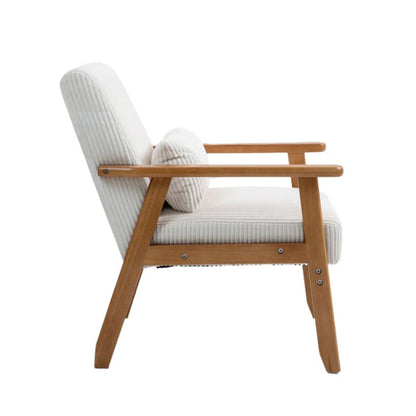 Leisure Chair with Solid Wood Armrest and Feet, Leisure chair, wood frame, velvet, l, solid rubber wood legs, Mid-Century Modern Accent chair, for Living Room Bedroom Studio chair-海智集-Default-