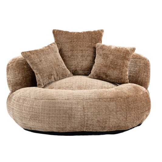 Lazy Sofa Durable Comfort Lounger High Back Bean Bag Chair with Three Pillows, Coffee Chenille, 42.52 inches-海智集-Default-
