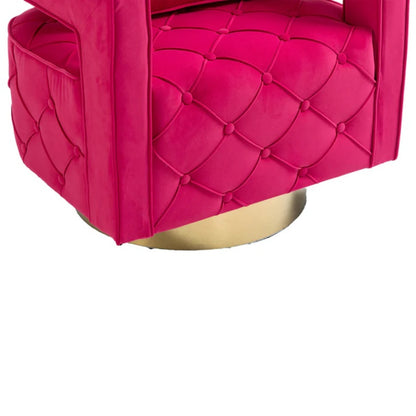 Swivel Accent Chair - Modern Accent Chair with Pillow, Velvet Armchair Side Chair with Tufted Button for Living Room, Bedroom, Office(RED)-海智集-Default-
