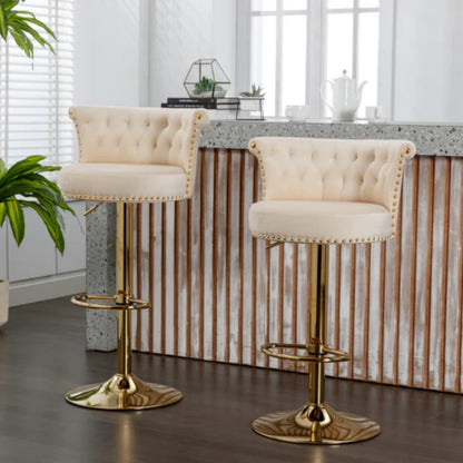 COOLMORE Swivel Bar Stools Set of 2 Adjustable Counter Height Chairs with Footrest for Kitchen, Dining Room 2PC/SET-海智集-Default-