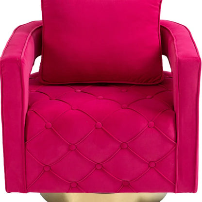 Swivel Accent Chair - Modern Accent Chair with Pillow, Velvet Armchair Side Chair with Tufted Button for Living Room, Bedroom, Office(RED)-海智集-Default-