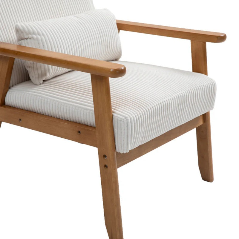 Leisure Chair with Solid Wood Armrest and Feet, Leisure chair, wood frame, velvet, l, solid rubber wood legs, Mid-Century Modern Accent chair, for Living Room Bedroom Studio chair-海智集-Default-