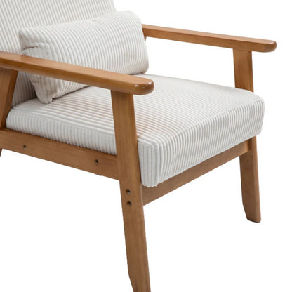 Leisure Chair with Solid Wood Armrest and Feet, Leisure chair, wood frame, velvet, l, solid rubber wood legs, Mid-Century Modern Accent chair, for Living Room Bedroom Studio chair-海智集-Default-