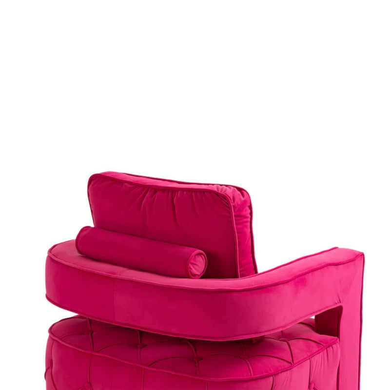Swivel Accent Chair - Modern Accent Chair with Pillow, Velvet Armchair Side Chair with Tufted Button for Living Room, Bedroom, Office(RED)-海智集-Default-