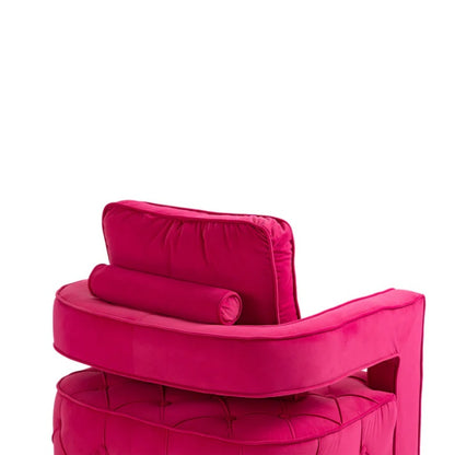 Swivel Accent Chair - Modern Accent Chair with Pillow, Velvet Armchair Side Chair with Tufted Button for Living Room, Bedroom, Office(RED)-海智集-Default-