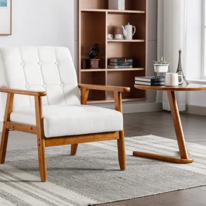 Leisure Chair with Solid Wood Armrest and Feet, Mid-Century Modern Accent chair, for Living Room Bedroom Studio chair-海智集-Default-