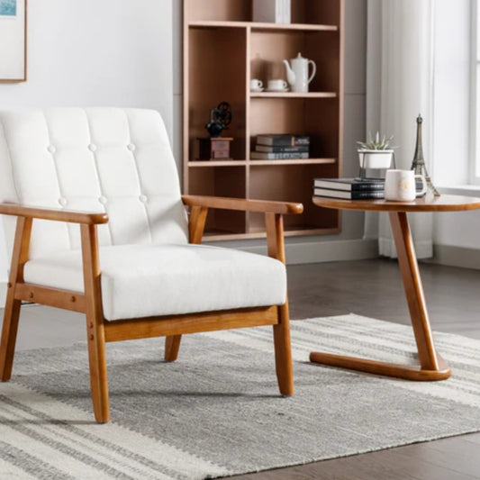 Leisure Chair with Solid Wood Armrest and Feet, Mid-Century Modern Accent chair, for Living Room Bedroom Studio chair-海智集-Default-
