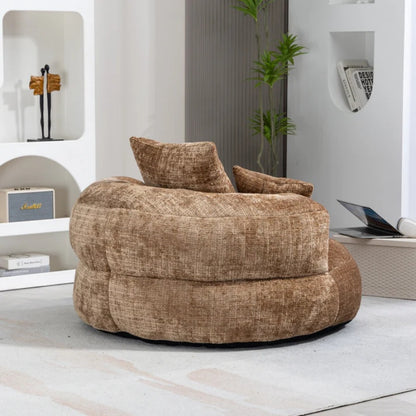 Lazy Sofa Durable Comfort Lounger High Back Bean Bag Chair with Three Pillows, Coffee Chenille, 42.52 inches-海智集-Default-