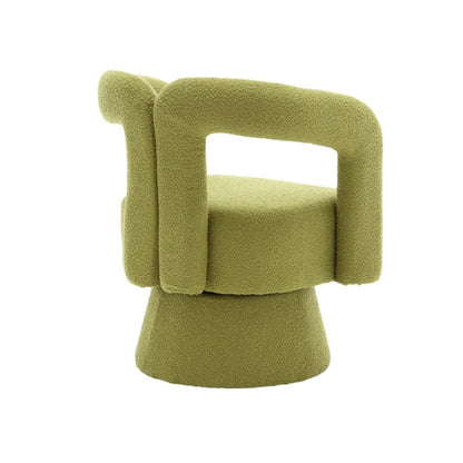 COOLMORE 360 Degree Swivel Cuddle Barrel Accent Chairs, Round Armchairs with Wide Upholstered, Fluffy Fabric Chair for Living Room, Bedroom, Office, Waiting Rooms (Olive Green Boucle)-海智集-Default-