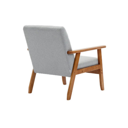 Accent Chairs Set of 2 with Side Table, Mid Century Modern Accent Chair, Wood and Fabric Armchairs Side Chair, Lounge Reading Comfy Arm Chair for Living Room, Bedroom, Office-海智集-Default-