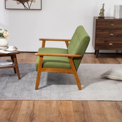 COOLMORE Mid-Century Modern Solid Loveseat Sofa Upholstered Linen Loveseat, 2-Seat Upholstered Loveseat Sofa Modern Couch-海智集-Default-