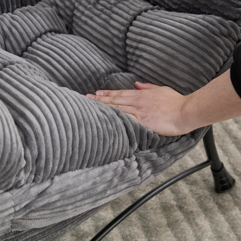 Lazy Chair with Ottoman, Modern Lounge Accent Chair with Armrests and a Side Pocket, Leisure Upholstered Sofa Chair Reading Chair with Footrest for Small Space, Corner Chair-Grey-海智集-Default-