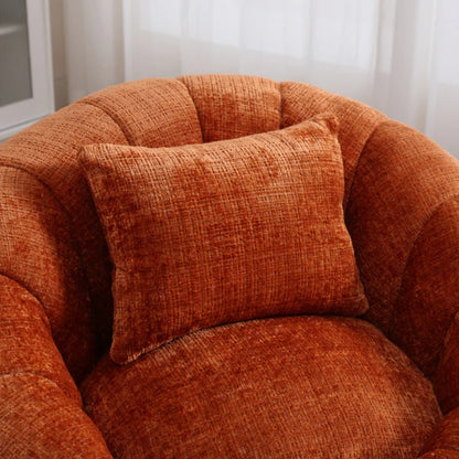 COOLMORE Modern Extra Large Round Bean Bag Chair with Footrest for Living Room, Chenille Fabric Lazy Sofa with Pillow for Adults, Teenagers,Child, Suitable for Bedroom, Dormitory, Study Room-海智集-Default-