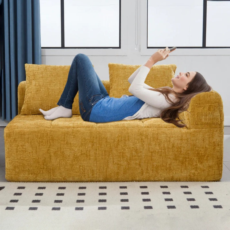 UNITED WE WIN Chenille Loveseat Sofa,Minimalist Modular Couches Sleeper for Living Room Bedroom Apartment Lounge-海智集-Default-