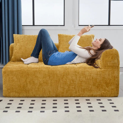 UNITED WE WIN Chenille Loveseat Sofa,Minimalist Modular Couches Sleeper for Living Room Bedroom Apartment Lounge-海智集-Default-
