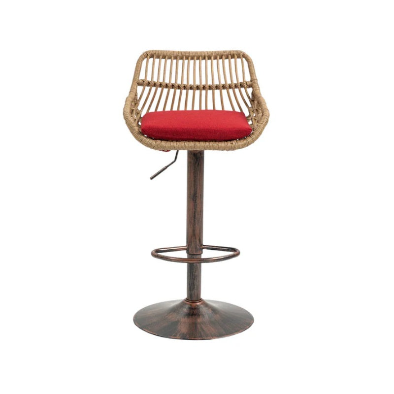 COOLMORE Modern Swivel Bar Stools Set of 2 Adjustable Counter Height Chairs with Footrest Red Linen-海智集-Default-