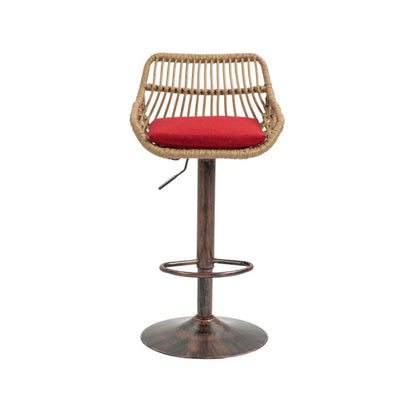 COOLMORE Modern Swivel Bar Stools Set of 2 Adjustable Counter Height Chairs with Footrest Red Linen-海智集-Default-