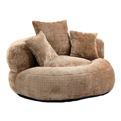 Lazy Sofa Durable Comfort Lounger High Back Bean Bag Chair with Three Pillows, Coffee Chenille, 42.52 inches-海智集-Default-