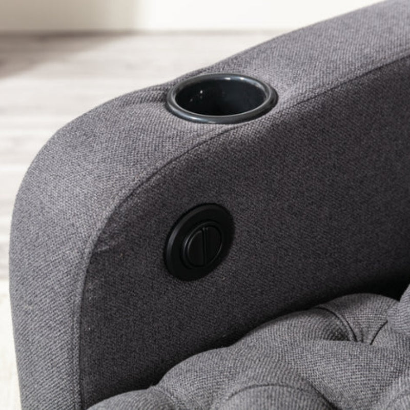 COOLMORE Multifunctional Living Room Leisure Chaise Lounge Barry Tufted Comfy Armchair Wireless Charging, Smooth Reclining Backrest & Lumbar Pillow for Home Apartment (Dark Grey linen)-海智集-Default-