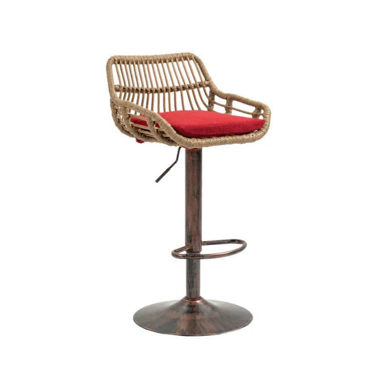 COOLMORE Modern Swivel Bar Stools Set of 2 Adjustable Counter Height Chairs with Footrest Red Linen-海智集-Default-