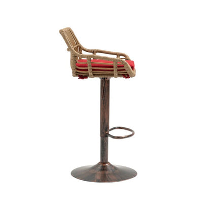COOLMORE Modern Swivel Bar Stools Set of 2 Adjustable Counter Height Chairs with Footrest Red Linen-海智集-Default-