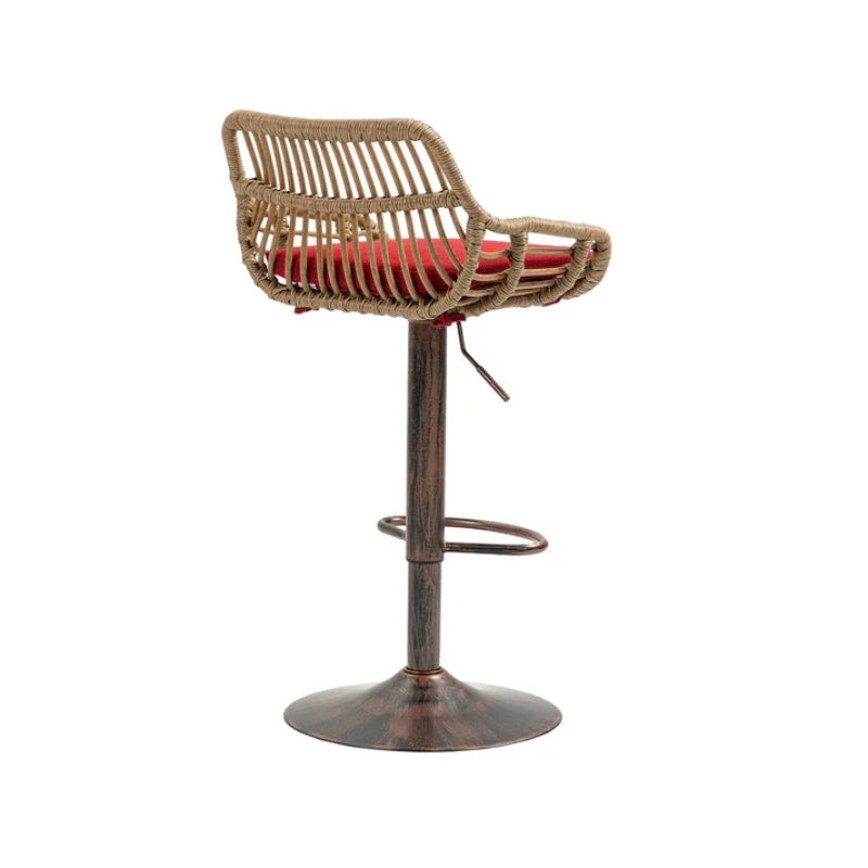 COOLMORE Modern Swivel Bar Stools Set of 2 Adjustable Counter Height Chairs with Footrest Red Linen-海智集-Default-