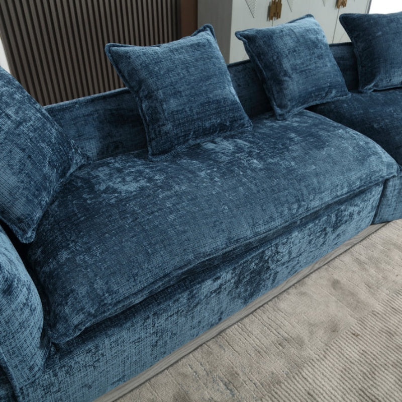 Modular Sectional Sofa, U-Shaped Couch with Sofa for five & Pillows, Modern Minimalist chenille Fabric Large Comfy Cloud Sofas, Living Room Furniture Sets-海智集-Default-