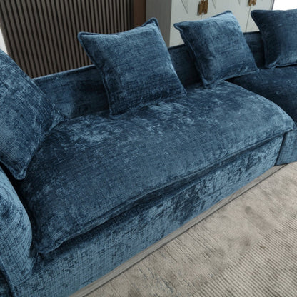 Modular Sectional Sofa, U-Shaped Couch with Sofa for five & Pillows, Modern Minimalist chenille Fabric Large Comfy Cloud Sofas, Living Room Furniture Sets-海智集-Default-